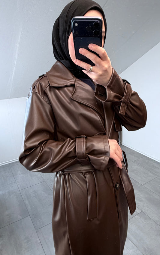 Lederimitat Trenchcoat