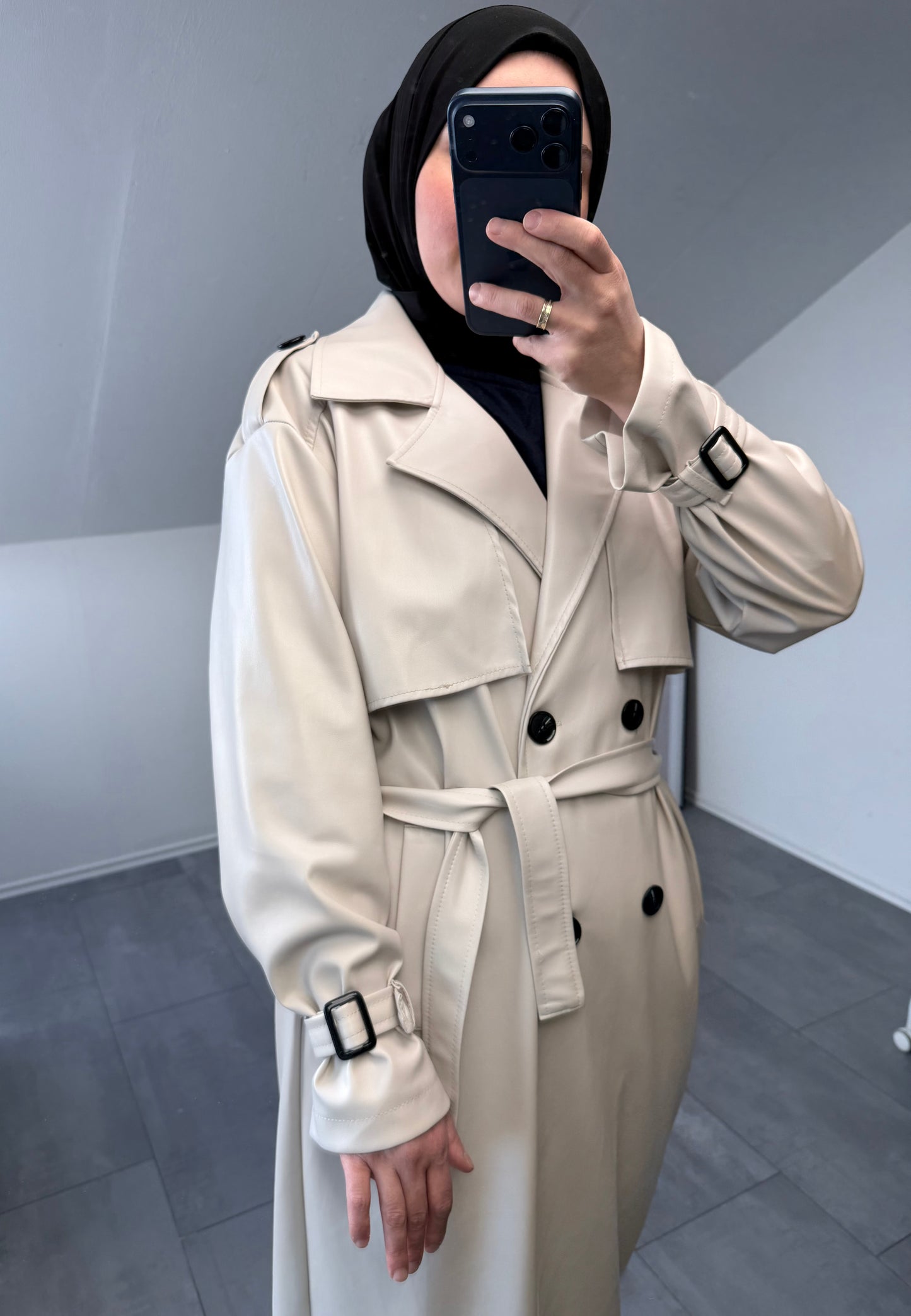 Lederimitat Trenchcoat