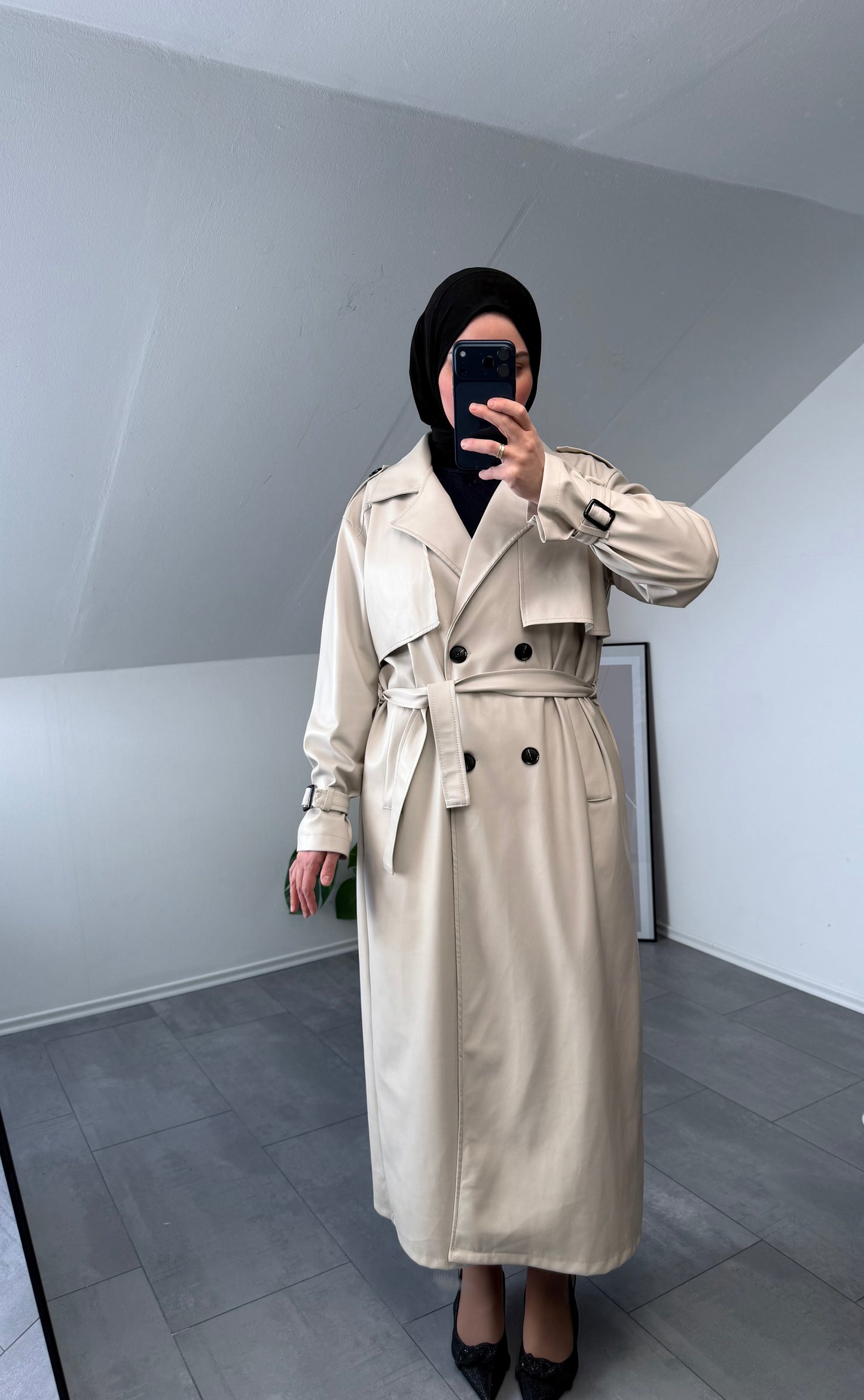 Lederimitat Trenchcoat