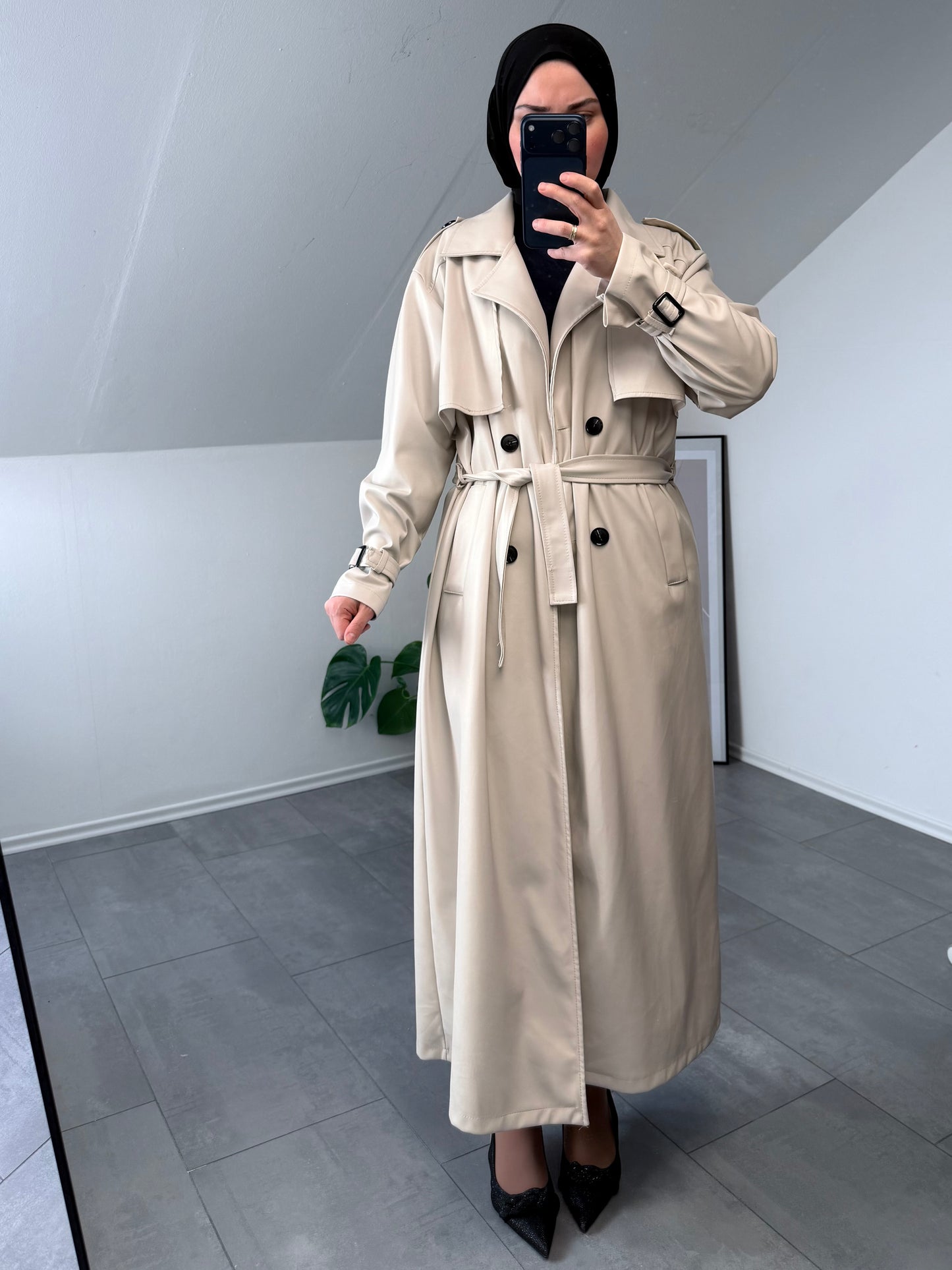 Lederimitat Trenchcoat