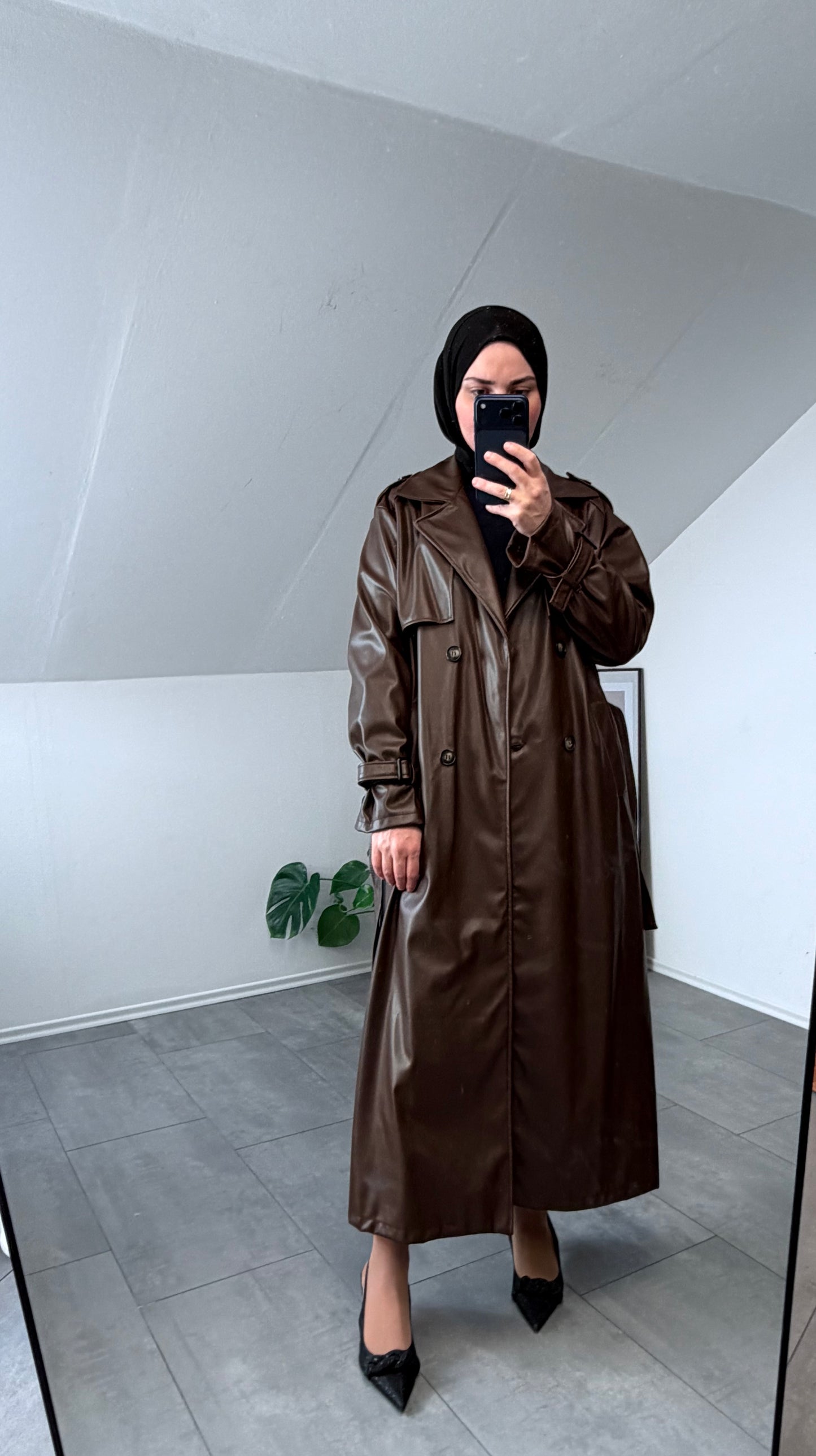 Lederimitat Trenchcoat