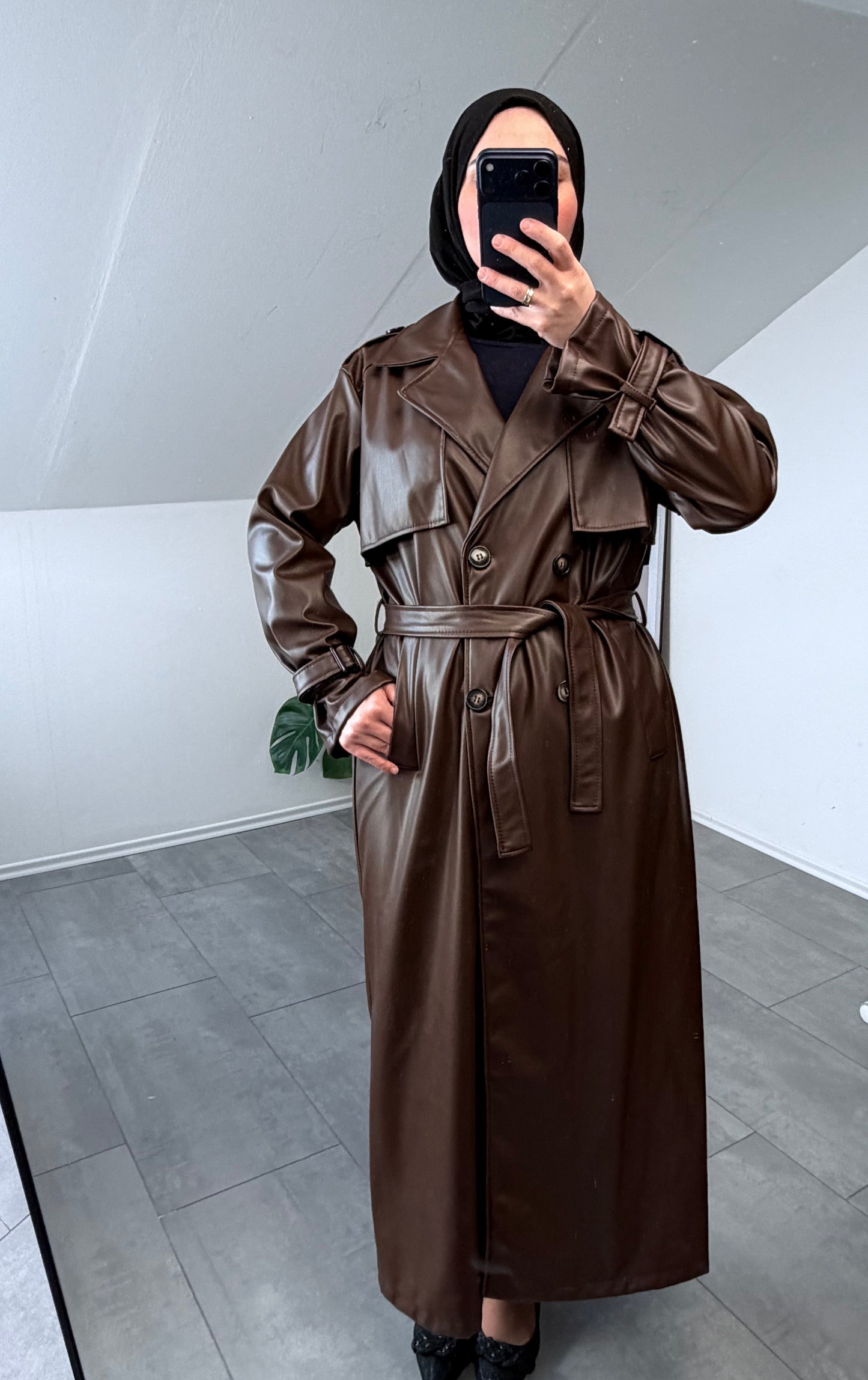 Lederimitat Trenchcoat